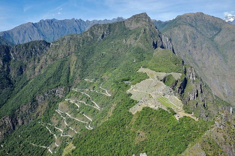 Blick auf den Berg Machu Picchu Blick auf den Berg Machu Picchu