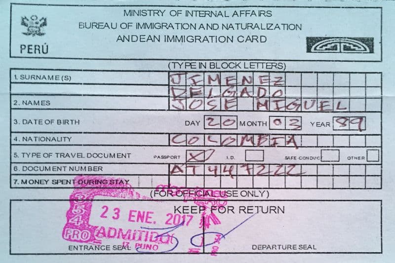 Machu Picchu Ticket Anden-physische Migrationskarte Machu Picchu Ticket Anden-physische Migrationskarte